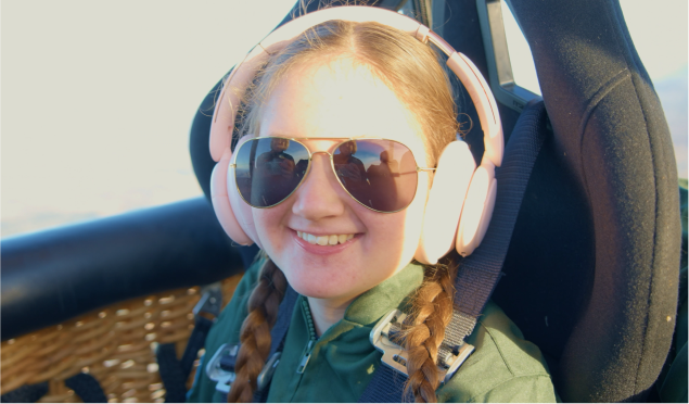 Ruby and her dad skiing