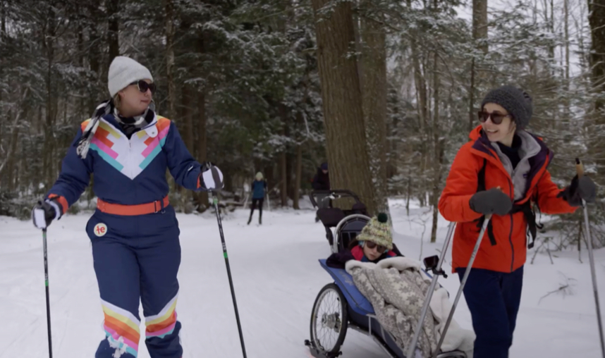 Jenny, Lena, and Maren skiing together